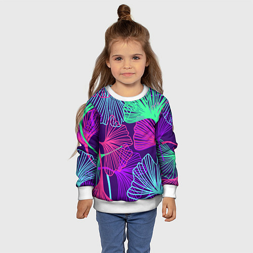 Детский свитшот Neon color pattern Fashion 2023 / 3D-Белый – фото 4