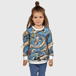 Свитшот детский Синий дракон-монст, цвет: 3D-белый — фото 2