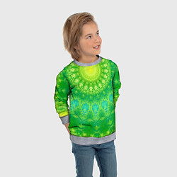 Свитшот детский Желто-зеленая мандала, цвет: 3D-меланж — фото 2