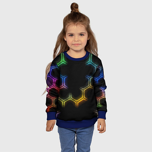 Детский свитшот Геометрический узор Neon / 3D-Синий – фото 4