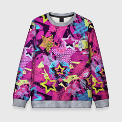 Свитшот детский Star Colorful Pattern Fashion Neon, цвет: 3D-меланж