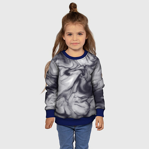 Детский свитшот Бело-черный тай-дай / 3D-Синий – фото 4