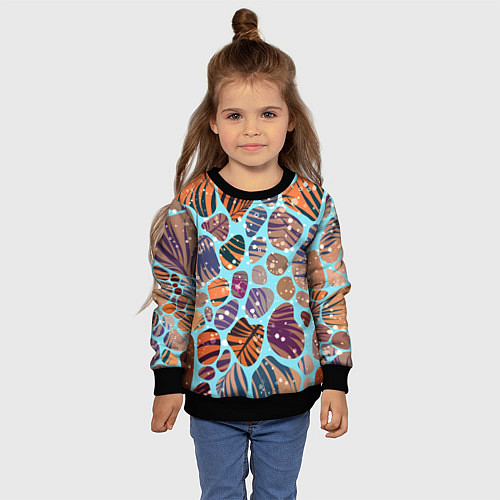 Детский свитшот Разноцветные камушки, цветной песок, пальмовые лис / 3D-Черный – фото 4