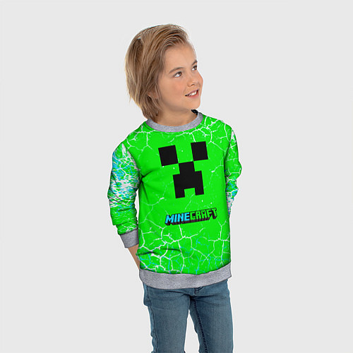 Детский свитшот Minecraft зеленый фон / 3D-Меланж – фото 3