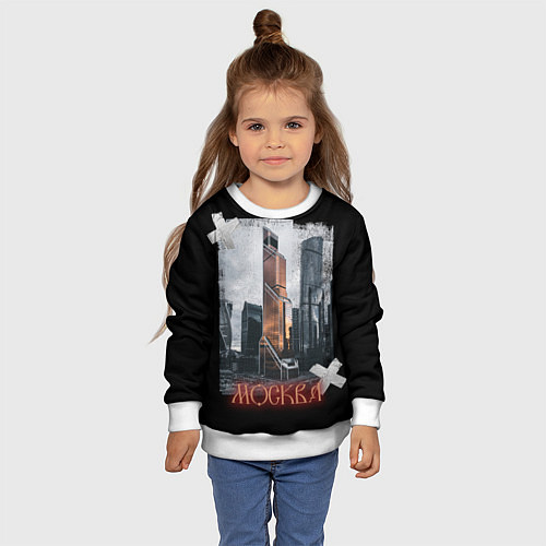 Детский свитшот Москоу Сити / 3D-Белый – фото 4