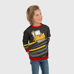 Свитшот детский Котик лежит на ноутбуке, цвет: 3D-красный — фото 2