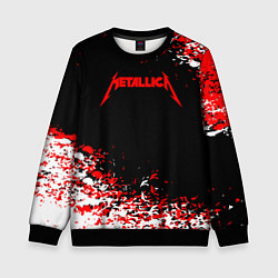 Свитшот детский Metallica текстура белая красная, цвет: 3D-черный