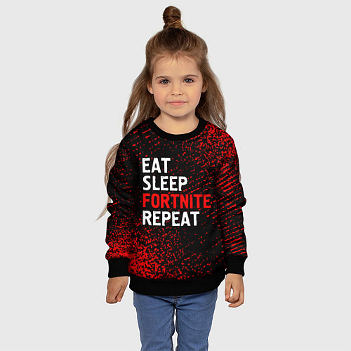Детский свитшот Eat Sleep Fortnite Repeat Арт / 3D-Черный – фото 4