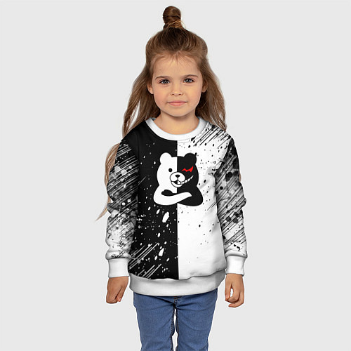 Детский свитшот Monokuma брызги / 3D-Белый – фото 4