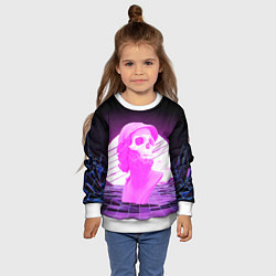 Свитшот детский Vaporwave Skull Психоделика, цвет: 3D-белый — фото 2