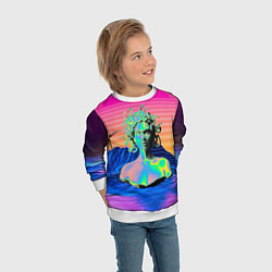 Свитшот детский Gorgon Medusa Vaporwave Neon Mountains, цвет: 3D-белый — фото 2