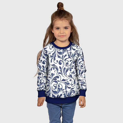 Детский свитшот Гжелевый рисунок / 3D-Синий – фото 4