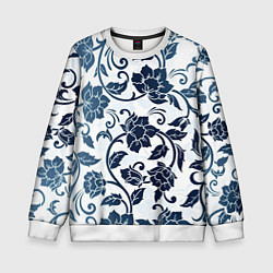Свитшот детский Гжелевые цветы, цвет: 3D-белый