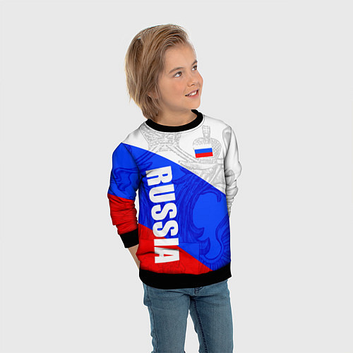 Детский свитшот RUSSIA - SPORTWEAR - ТРИКОЛОР / 3D-Черный – фото 3