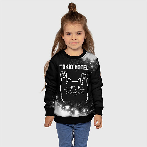 Детский свитшот Tokio Hotel Rock Cat / 3D-Черный – фото 4