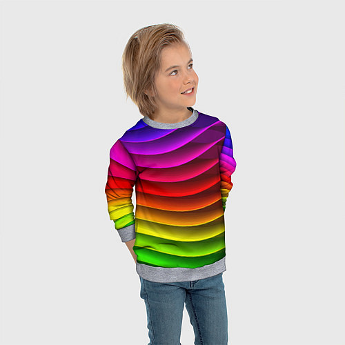 Детский свитшот Color line neon pattern Abstraction Summer 2023 / 3D-Меланж – фото 3