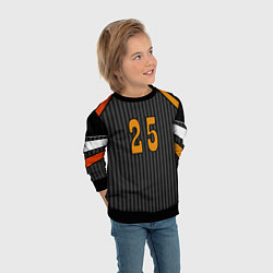 Свитшот детский Комбинированный полосатый спортивный узор, цвет: 3D-черный — фото 2