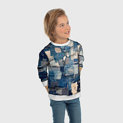 Свитшот детский Patchwork Jeans Осень Зима 2023, цвет: 3D-белый — фото 2