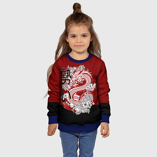 Детский свитшот Китайский Дракон Символ Добра / 3D-Синий – фото 4
