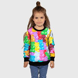 Свитшот детский Мармеладные мишки разноцветные, цвет: 3D-черный — фото 2