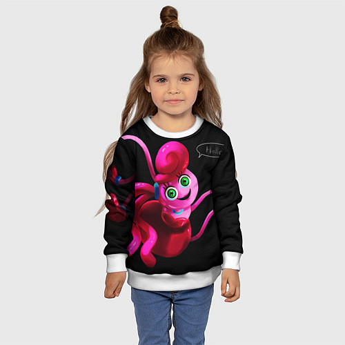 Детский свитшот POPPY PLAYTIME - Mommy long legs Мама длинные ноги / 3D-Белый – фото 4