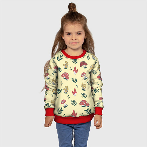 Детский свитшот Mushroom, грибы- грибочки / 3D-Красный – фото 4