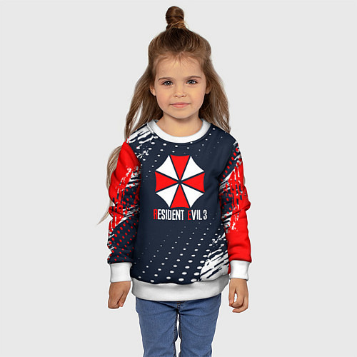 Детский свитшот Umbrella Corporation Resident Evil Краски / 3D-Белый – фото 4