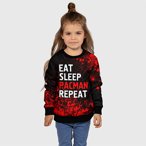 Детский свитшот Eat Sleep Pacman Repeat Арт / 3D-Черный – фото 4