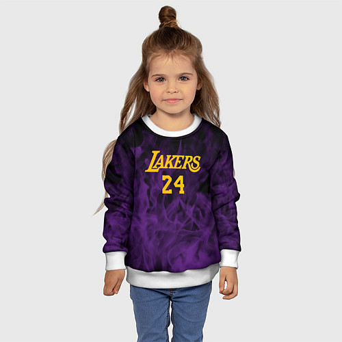 Детский свитшот Lakers 24 фиолетовое пламя / 3D-Белый – фото 4