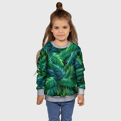Детский свитшот Green plants pattern / 3D-Меланж – фото 4