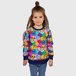 Свитшот детский Sticker bombing смайлы маленькие, цвет: 3D-синий — фото 2