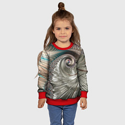 Свитшот детский Fractal pattern Spiral Серебристый фрактал спираль, цвет: 3D-красный — фото 2