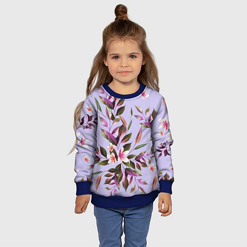 Детский свитшот Цветы Вересковый Сад / 3D-Синий – фото 4