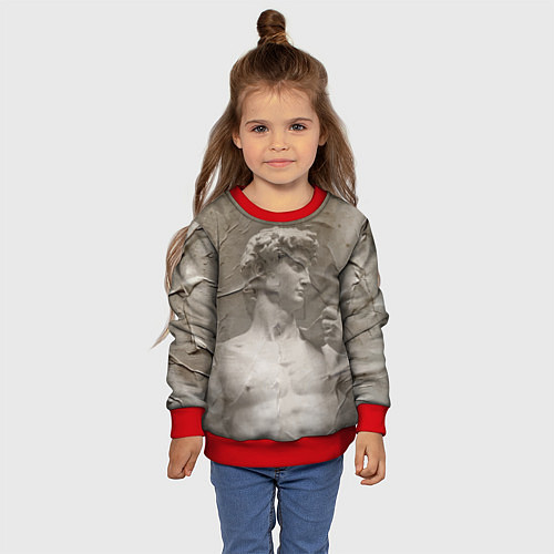 Детский свитшот Микеланджело Буонарроти Давид Пост-арт Michelangel / 3D-Красный – фото 4