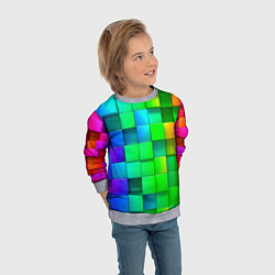 Свитшот детский РАЗНОЦВЕТНЫЕ КУБИКИ MULTICOLORED CUBES, цвет: 3D-меланж — фото 2