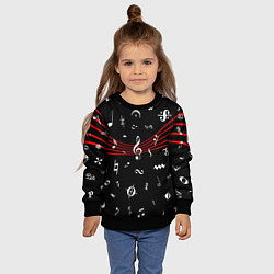 Свитшот детский Нотные Знаки с Нотным Станом, цвет: 3D-черный — фото 2