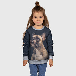 Свитшот детский Голова французского бульдога, цвет: 3D-меланж — фото 2