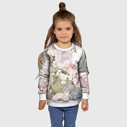 Свитшот детский Цветы Английский Садовый Узор, цвет: 3D-белый — фото 2