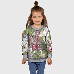 Свитшот детский Цветы Ностальгический Весенний Узор, цвет: 3D-меланж — фото 2