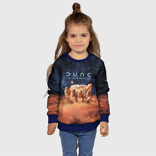 Детский свитшот Dune: Spice Wars песчаные дюны и рука с базой / 3D-Синий – фото 4