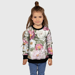 Свитшот детский Цветы Розовый Сад Пион и Роз, цвет: 3D-черный — фото 2