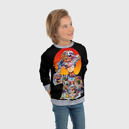 Детский свитшот ВАН ПИС АРКИ В ЛУФФИ ONE PIECE / 3D-Меланж – фото 3