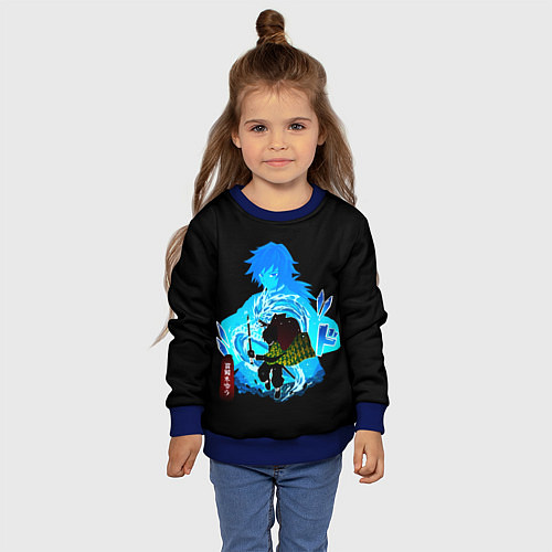 Детский свитшот Томиока Гию Клинок рассекающий демонов / 3D-Синий – фото 4