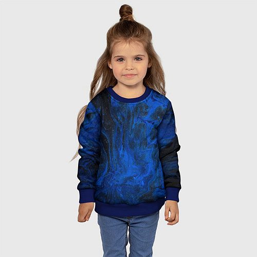Детский свитшот Синий абстрактный дым / 3D-Синий – фото 4