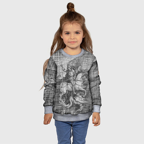 Детский свитшот Альбрехт Дюрер Всадник побеждающий дракона Гравюра / 3D-Меланж – фото 4