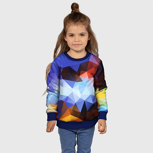 Детский свитшот Абстрактный цветной узор из треугольников Abstract / 3D-Синий – фото 4