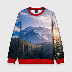 Свитшот детский Горы Лес Солнце, цвет: 3D-красный