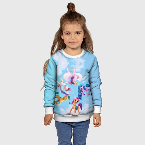 Детский свитшот My Little Pony летают в облаках / 3D-Белый – фото 4
