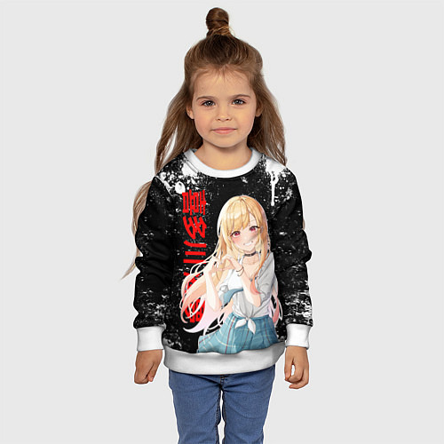 Детский свитшот МАРИН КИТАГАВА - БРЫЗГИ КРАСКИ / 3D-Белый – фото 4