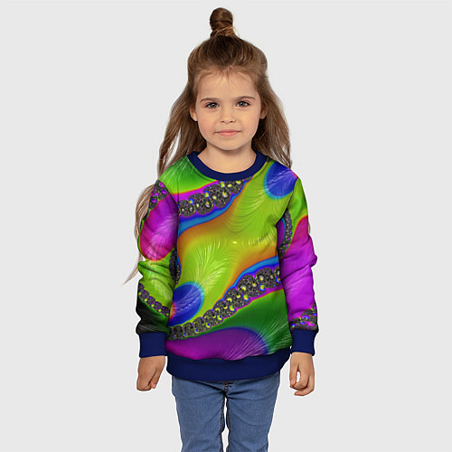 Детский свитшот Кислотный фрактал Абстракция / 3D-Синий – фото 4
